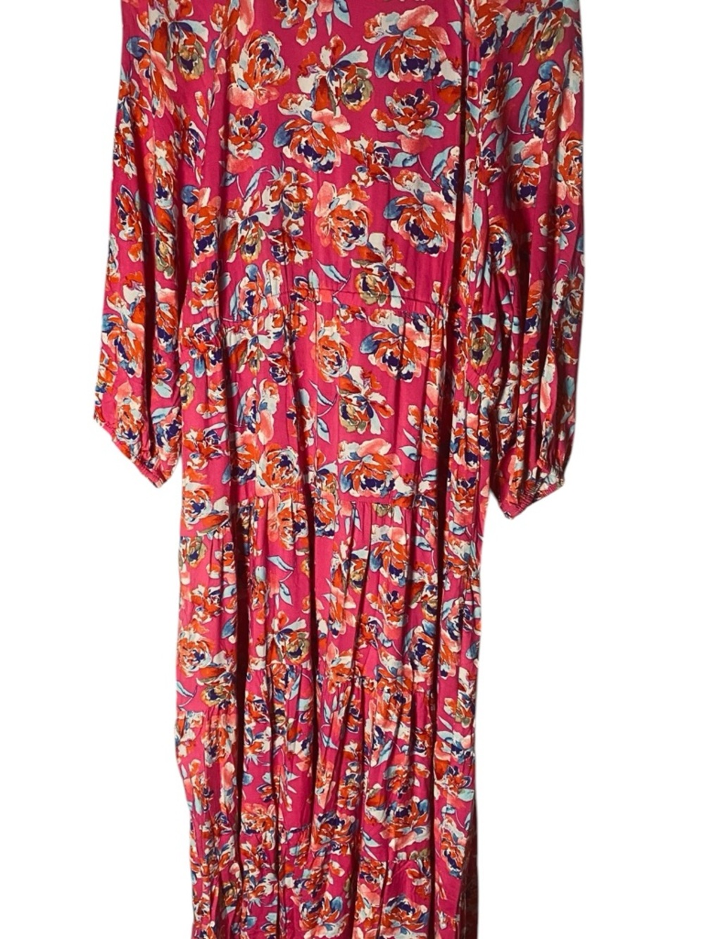 The Pioneer Woman XXXXL Cottagecore Tiered Maxi Dress Rayon Pink Floral Boho NEW - Picture 6 of 13